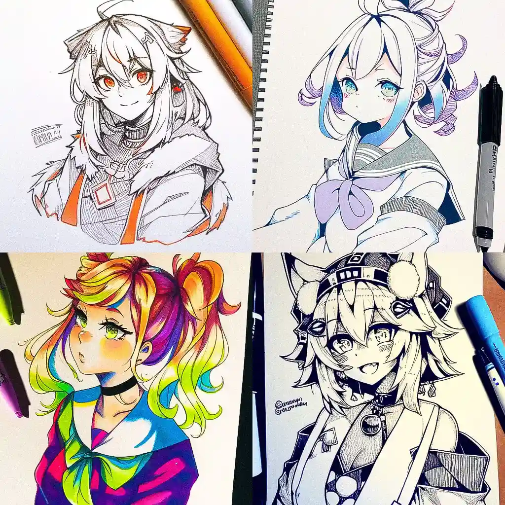马克笔画 marker drawing风格midjourney AI绘画作品 -马克笔画 marker drawing风格midjourney AI绘画作品