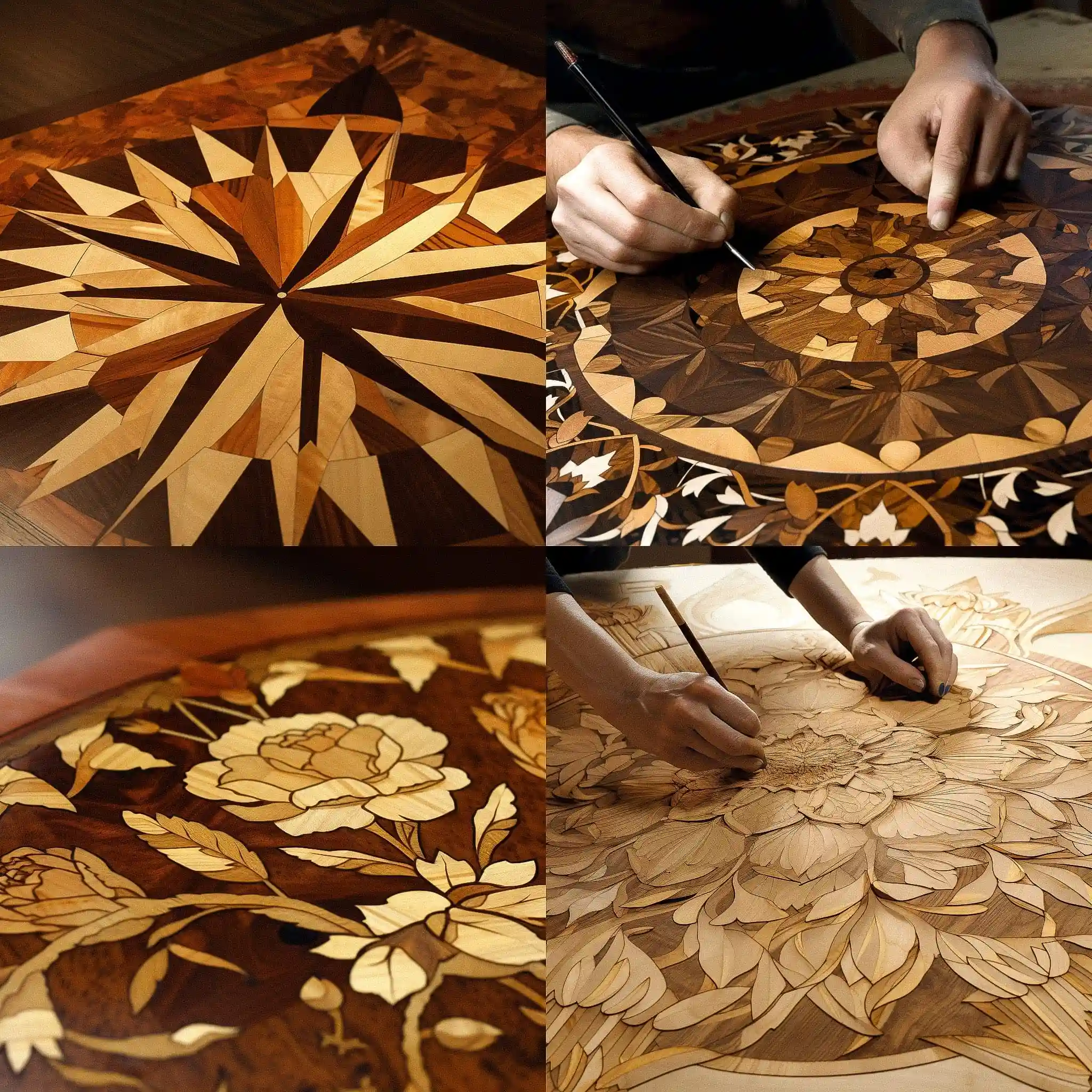 镶嵌细木工艺 marquetry风格midjourney AI绘画作品 -镶嵌细木工艺 marquetry风格midjourney AI绘画作品