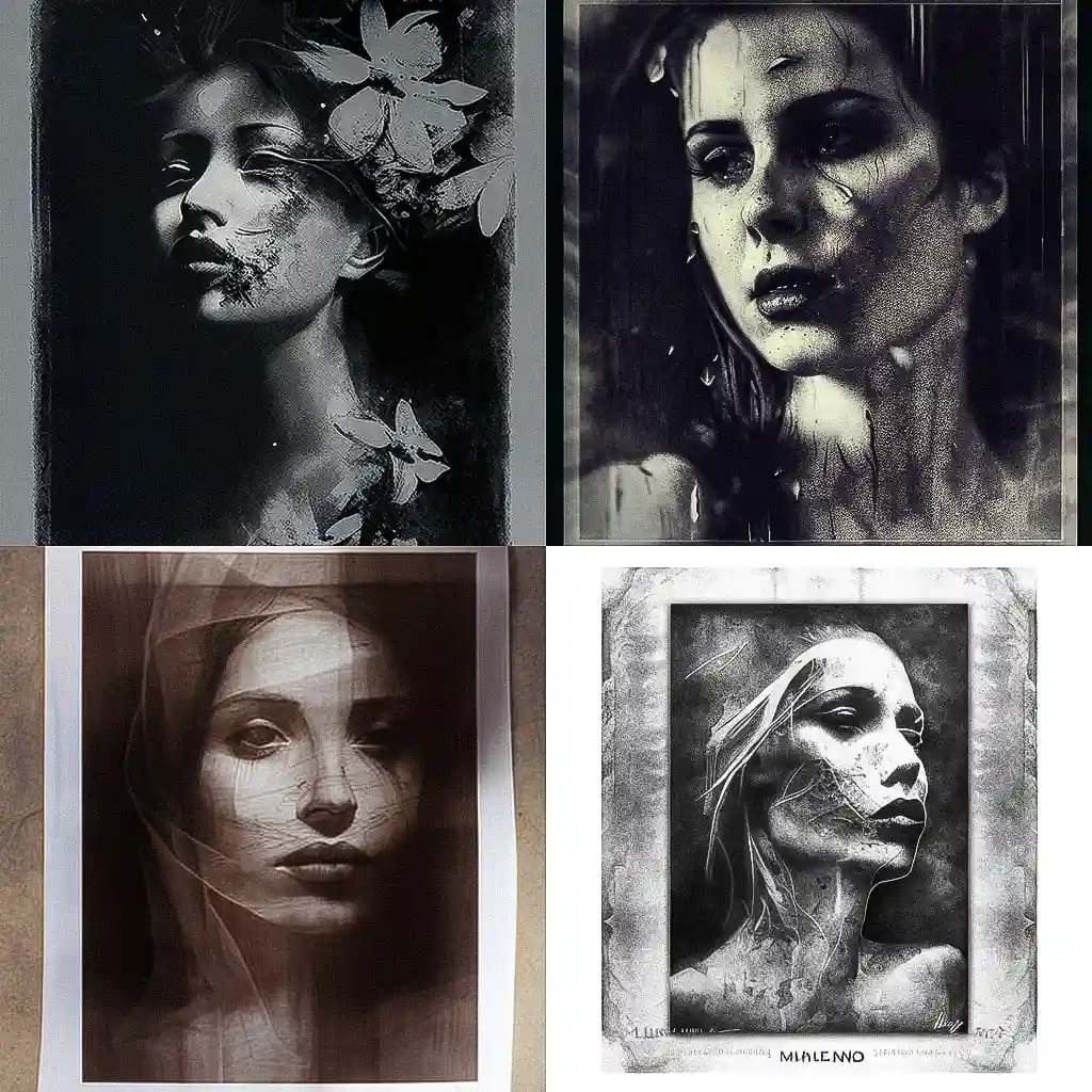 黑玻璃照片 melainotype print风格midjourney AI绘画作品 -黑玻璃照片 melainotype print风格midjourney AI绘画作品