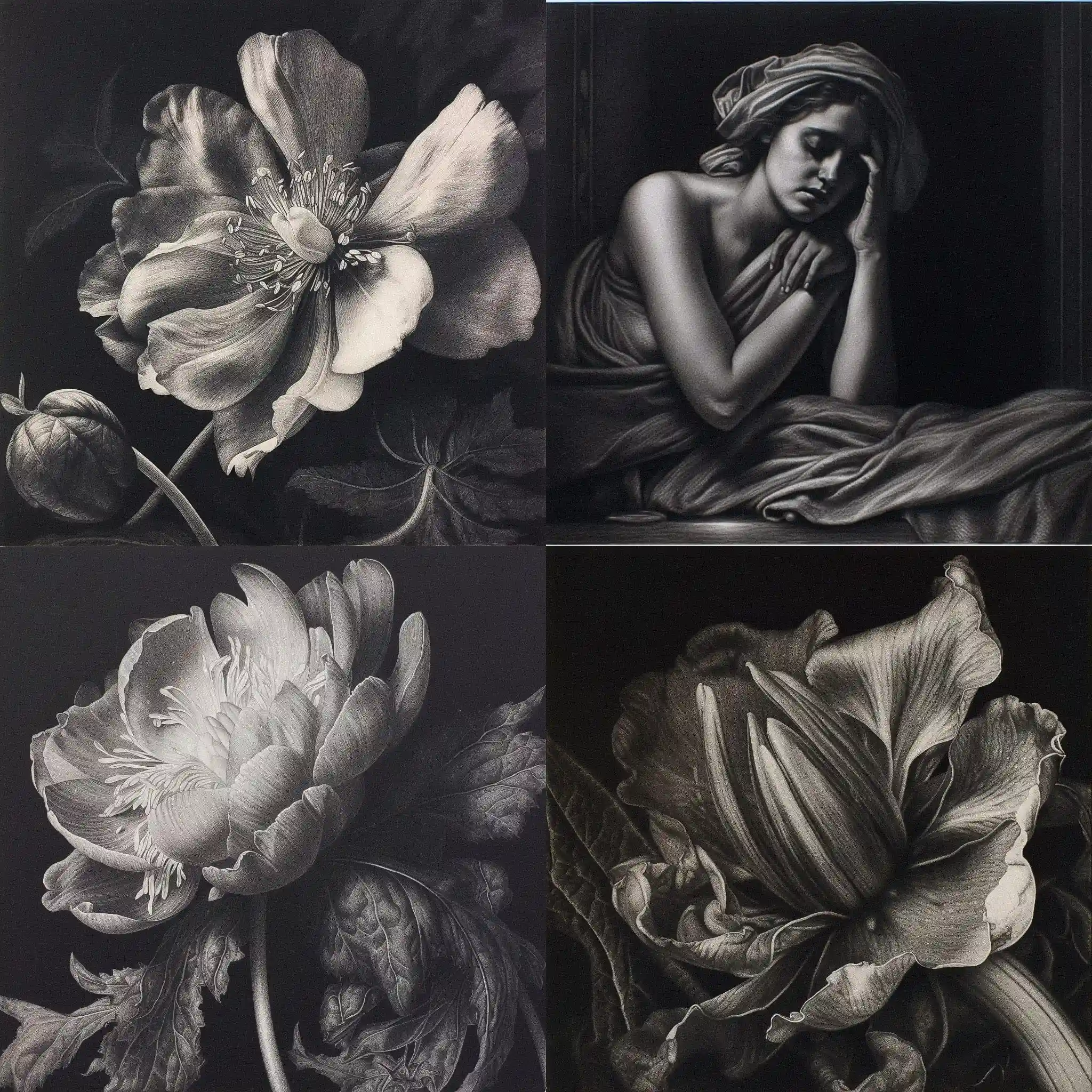 重刻版画 mezzotint print风格midjourney AI绘画作品 -重刻版画 mezzotint print风格midjourney AI绘画作品