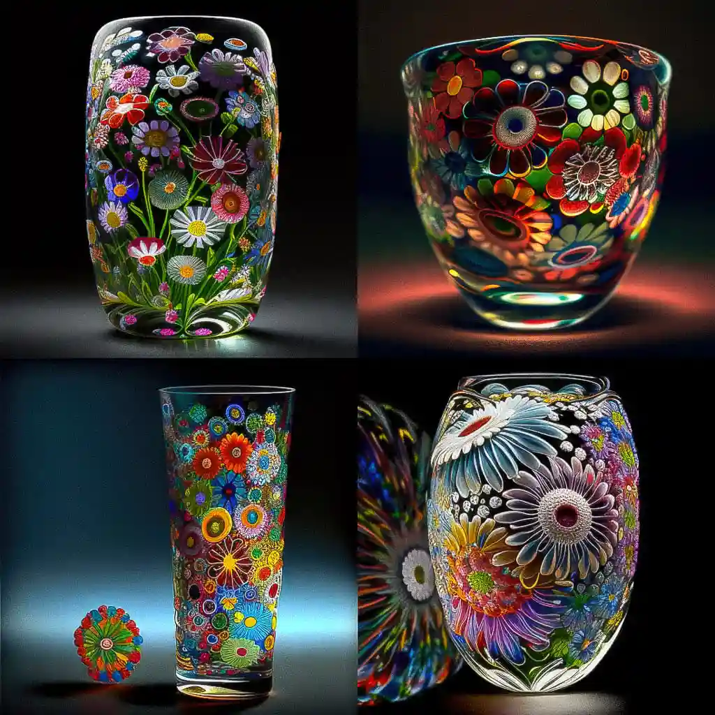 -千花玻璃 millefiori glass风格midjourney AI绘画作品