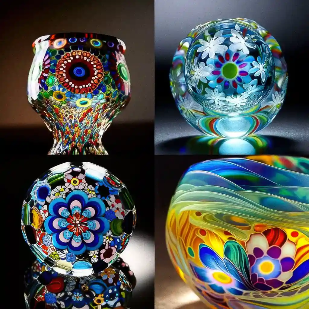 -千花玻璃 millefiori glass风格midjourney AI绘画作品