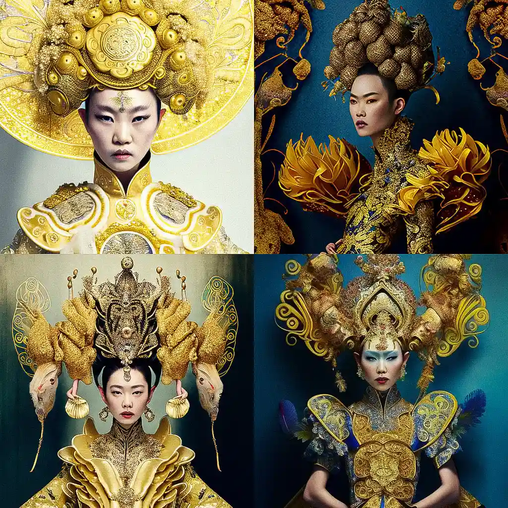郭培 guo pei风格midjourney AI绘画作品 -郭培 guo pei风格midjourney AI绘画作品