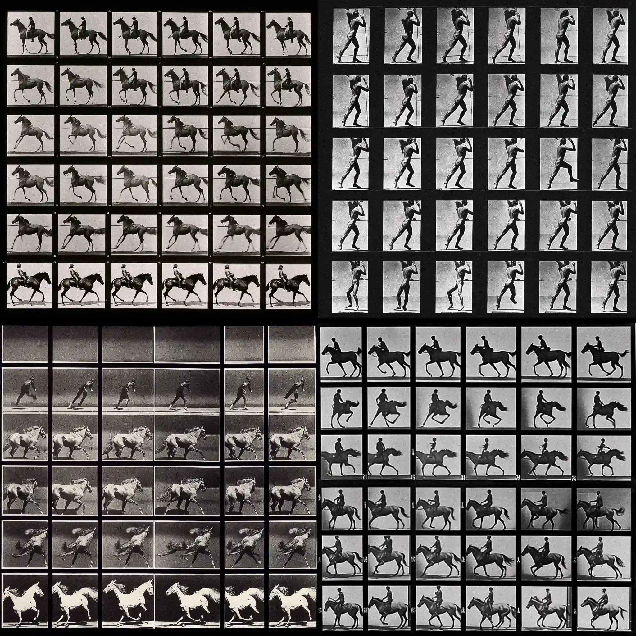 -迈布里奇序列 muybridge sequence风格midjourney AI绘画作品