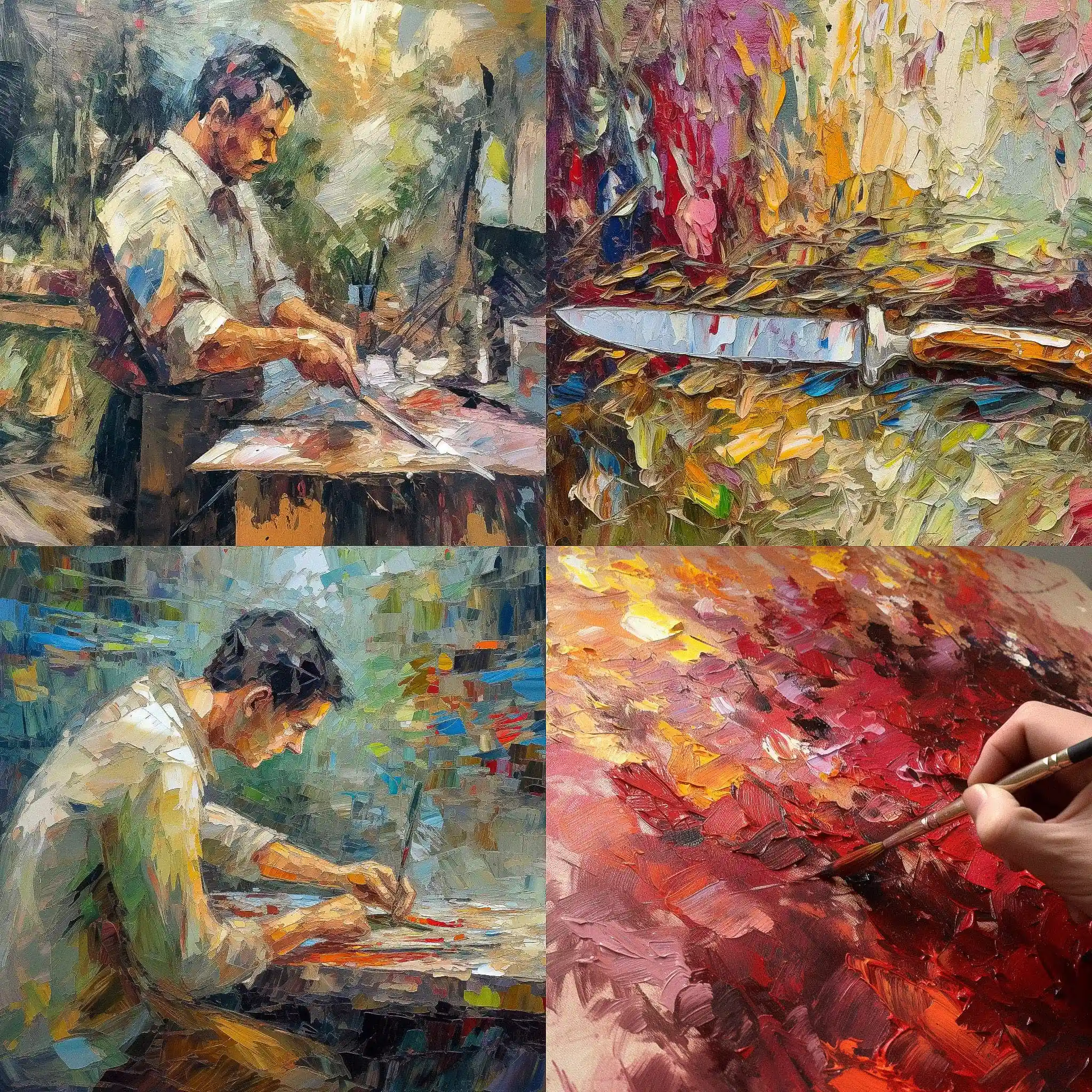 调色板刀绘画 palette knife drawing风格midjourney AI绘画作品 -调色板刀绘画 palette knife drawing风格midjourney AI绘画作品