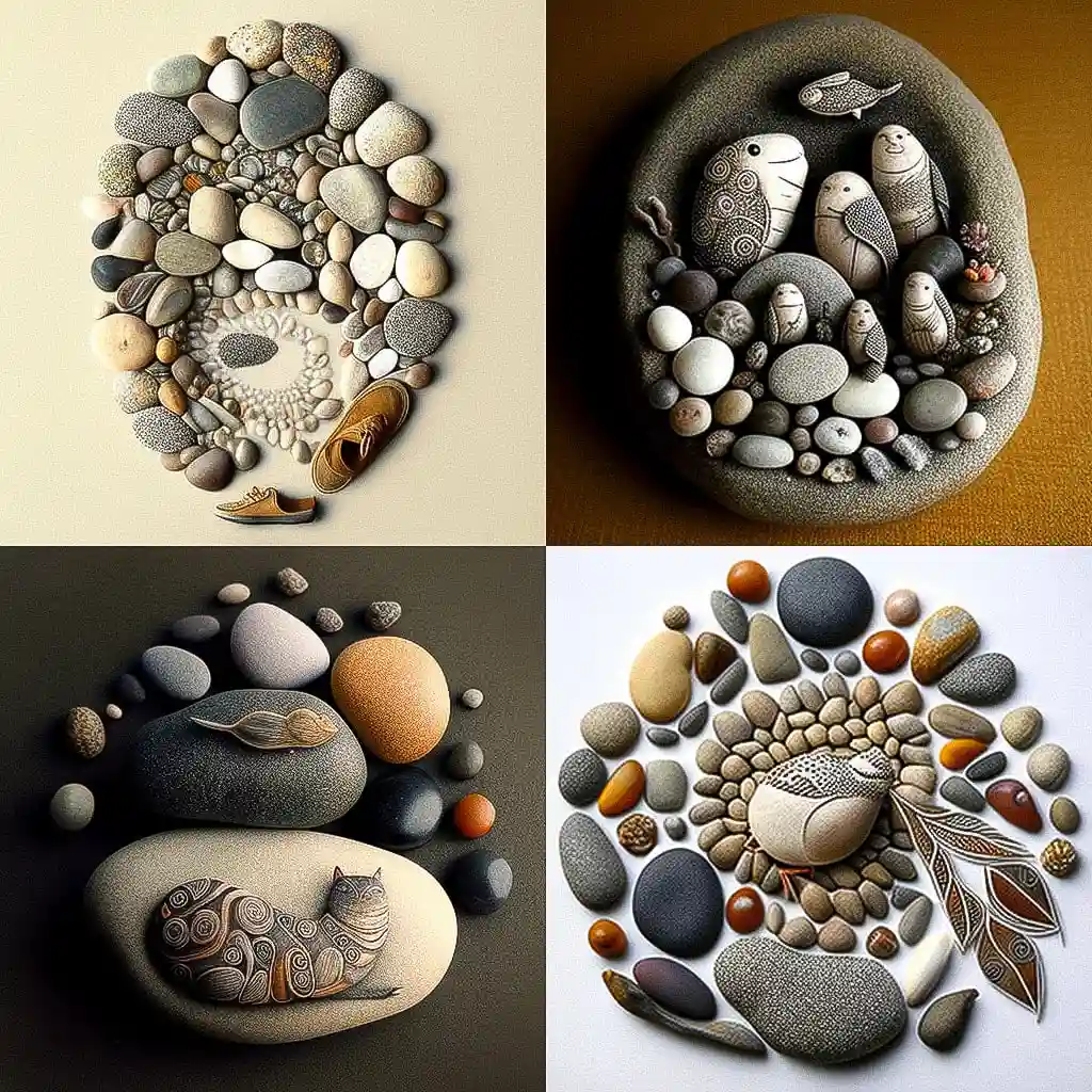 -鹅卵石艺术 pebble art风格midjourney AI绘画作品