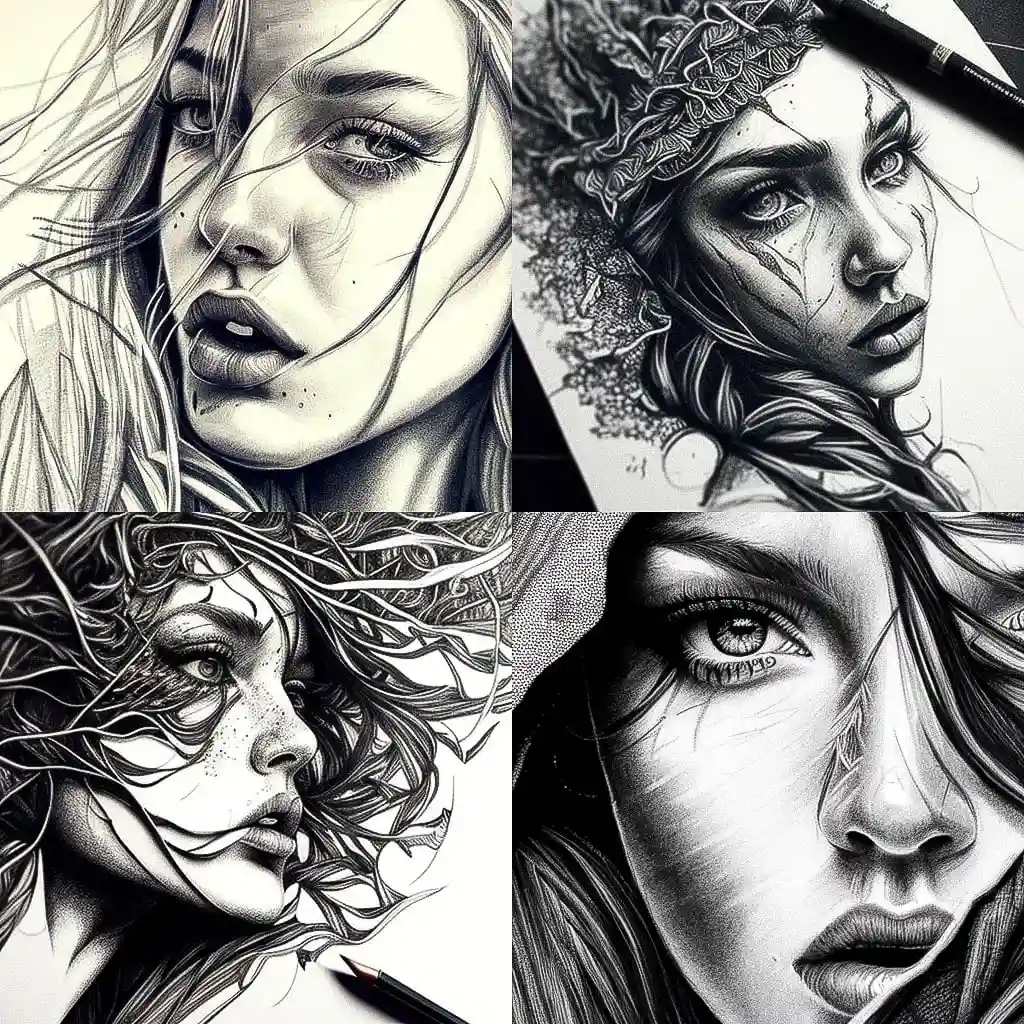 钢笔画 pen drawing风格midjourney AI绘画作品 -钢笔画 pen drawing风格midjourney AI绘画作品