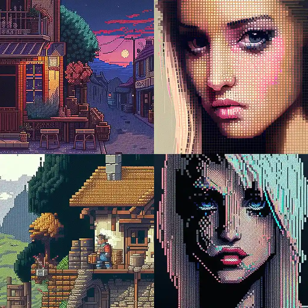 -像素绘画 pixel drawing风格midjourney AI绘画作品