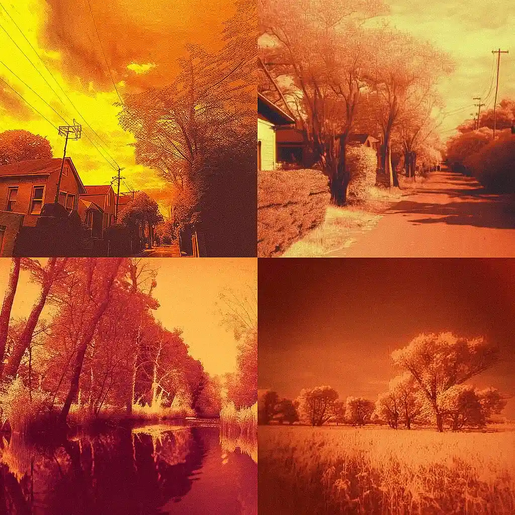 -红相片 redscale print风格midjourney AI绘画作品