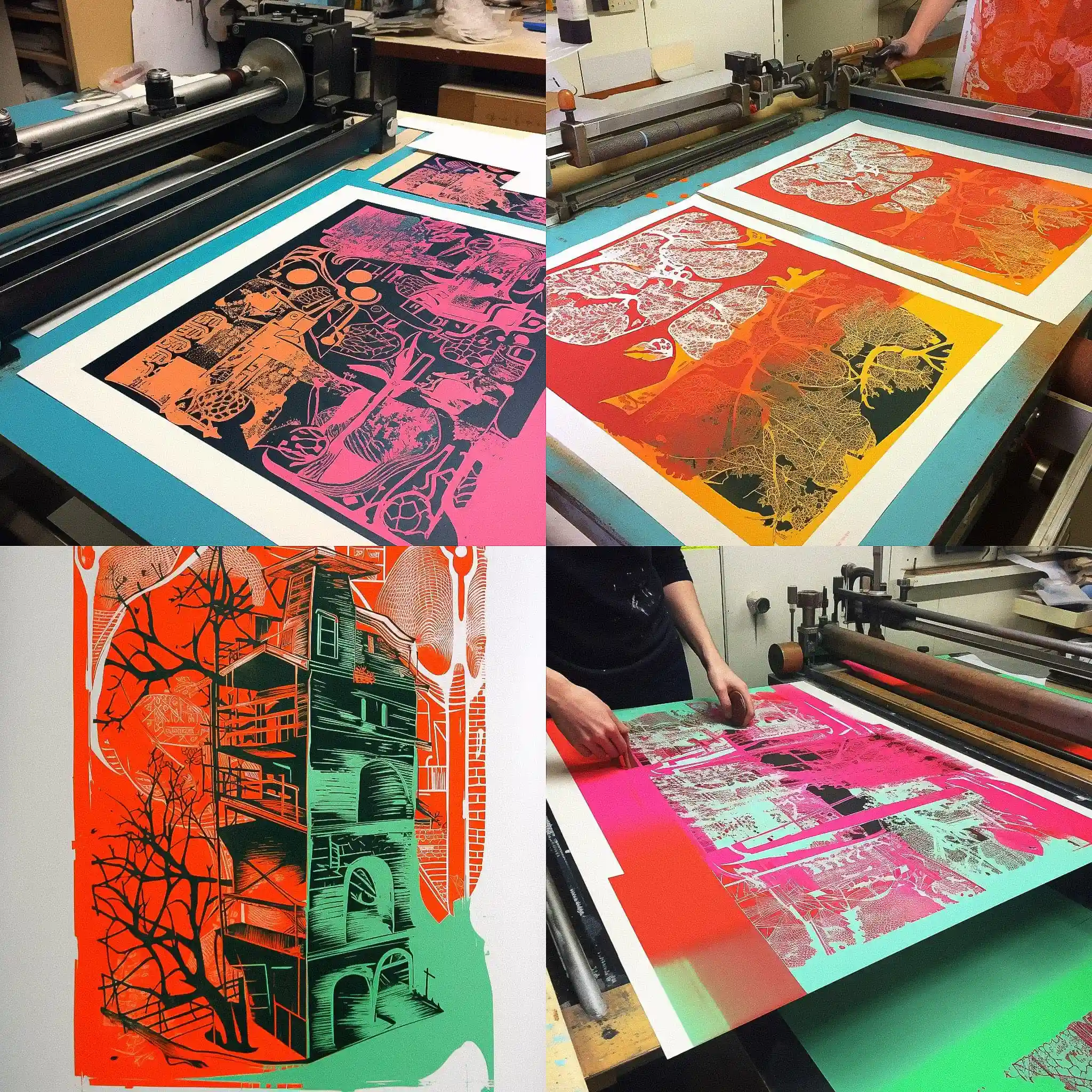 丝网印刷 screenprint风格midjourney AI绘画作品 -丝网印刷 screenprint风格midjourney AI绘画作品