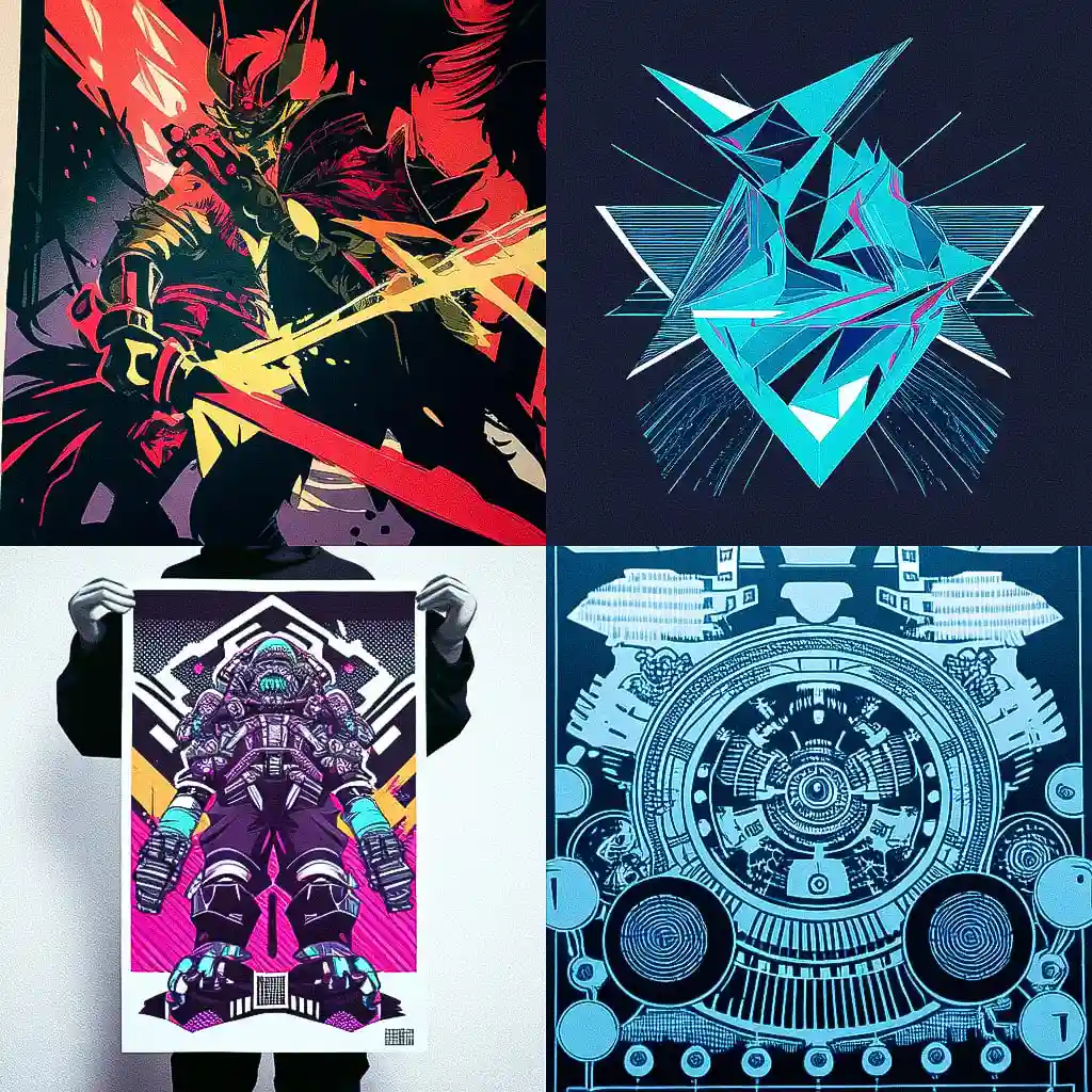 丝网印刷 screenprint风格midjourney AI绘画作品 -丝网印刷 screenprint风格midjourney AI绘画作品