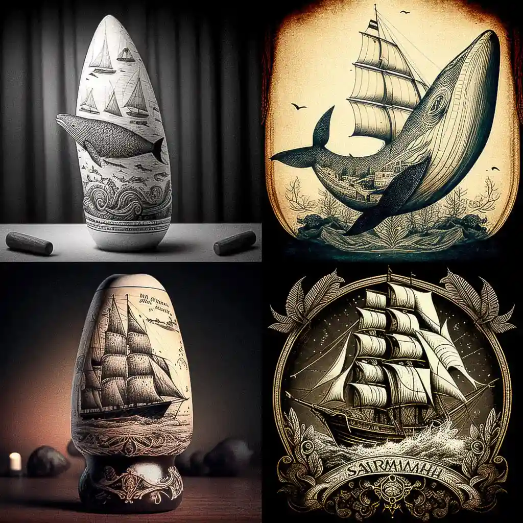 海牙雕 scrimshaw风格midjourney AI绘画作品 -海牙雕 scrimshaw风格midjourney AI绘画作品