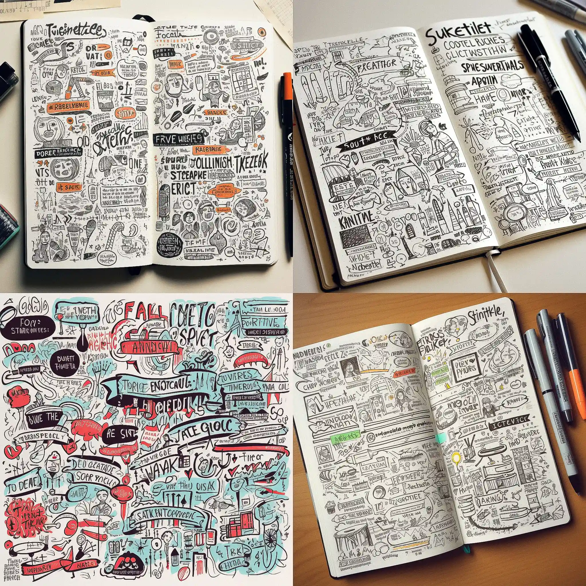 -手绘笔记风格 sketchnote style风格midjourney AI绘画作品