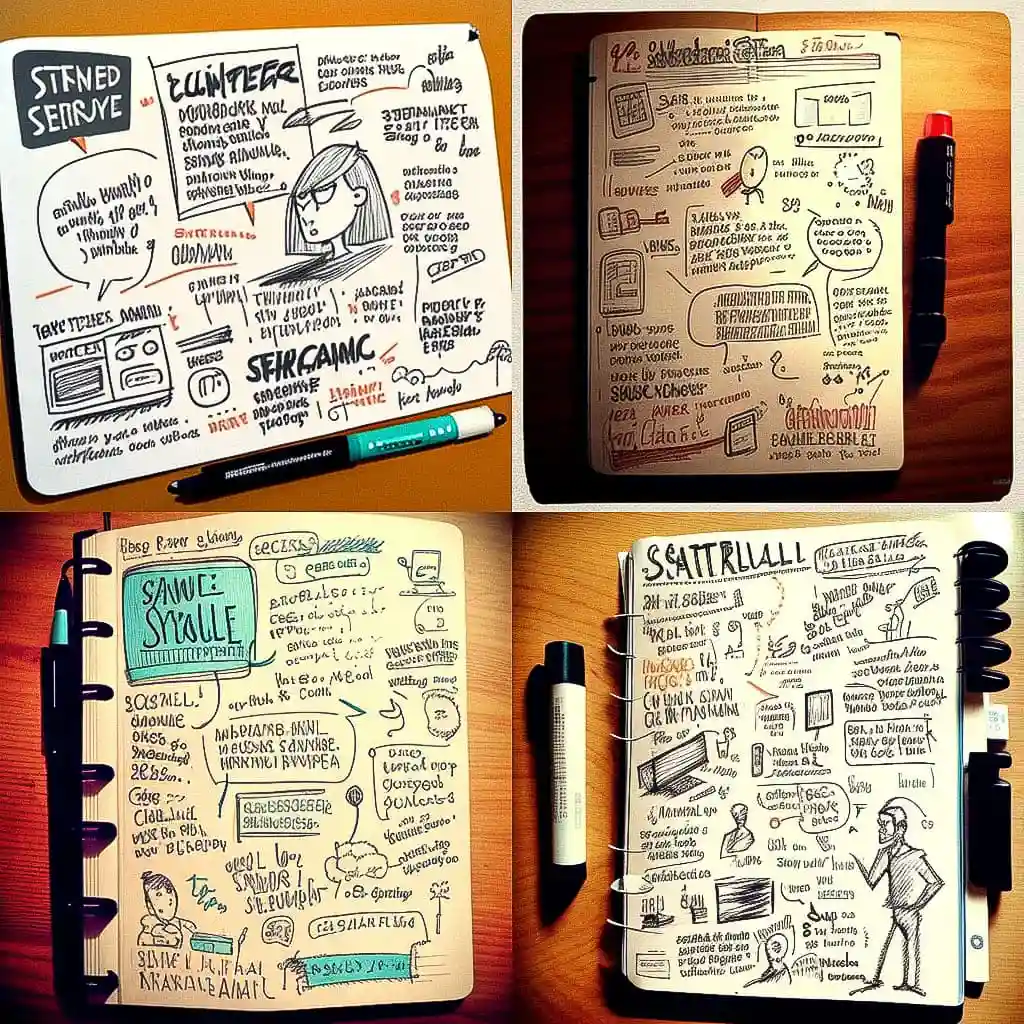 手绘笔记风格 sketchnote style风格midjourney AI绘画作品 -手绘笔记风格 sketchnote style风格midjourney AI绘画作品