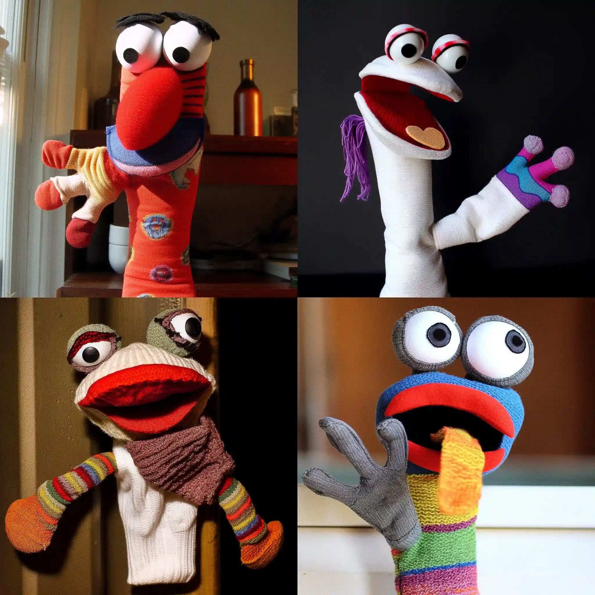 袜子木偶风格 sock puppet style风格midjourney AI绘画作品 -袜子木偶风格 sock puppet style风格midjourney AI绘画作品