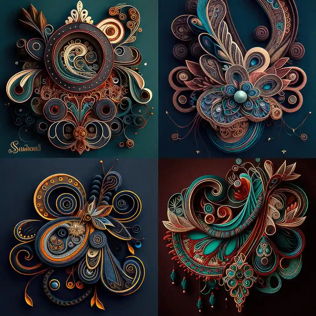 手工扣带 soutache风格midjourney AI绘画作品 -手工扣带 soutache风格midjourney AI绘画作品