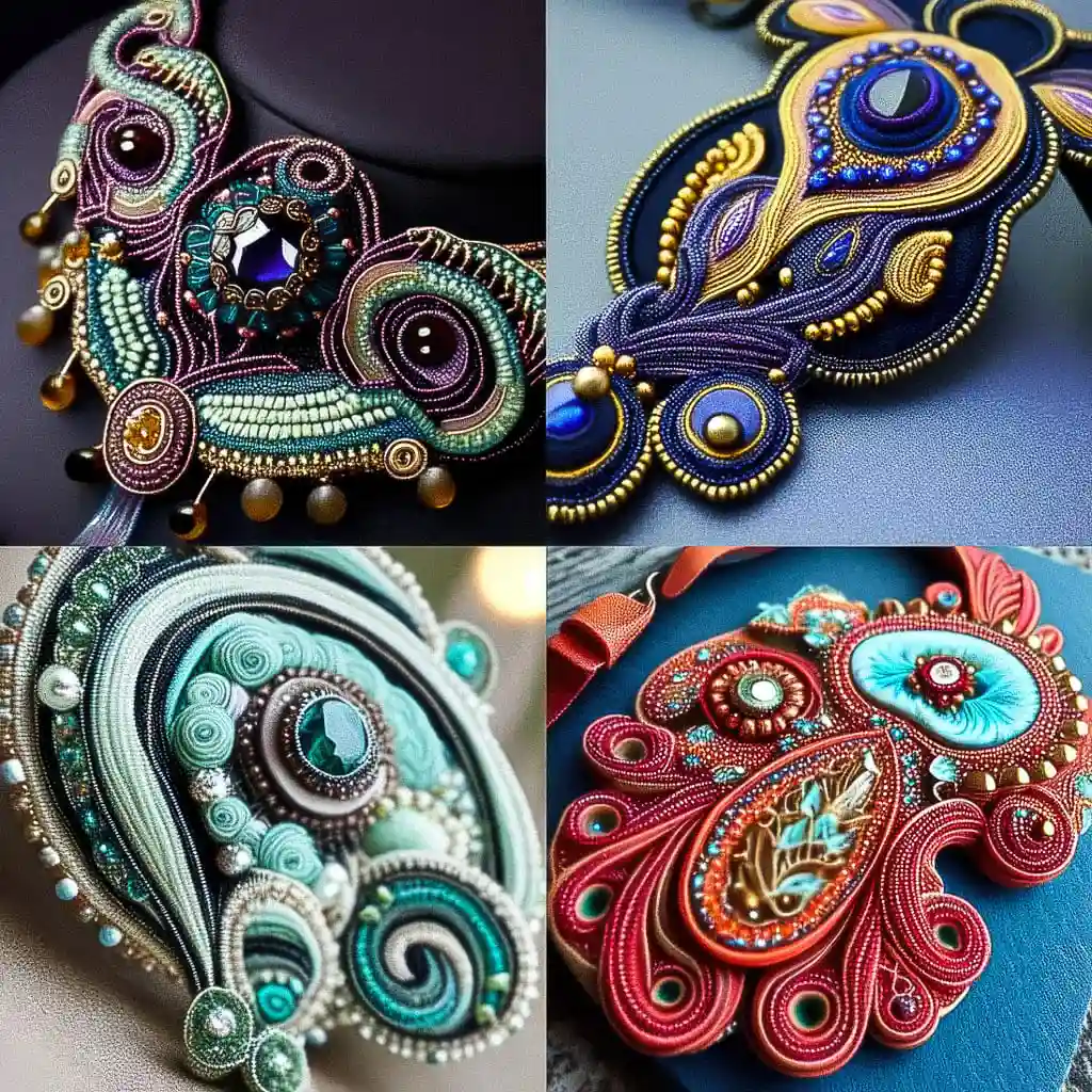 手工扣带 soutache风格midjourney AI绘画作品 -手工扣带 soutache风格midjourney AI绘画作品