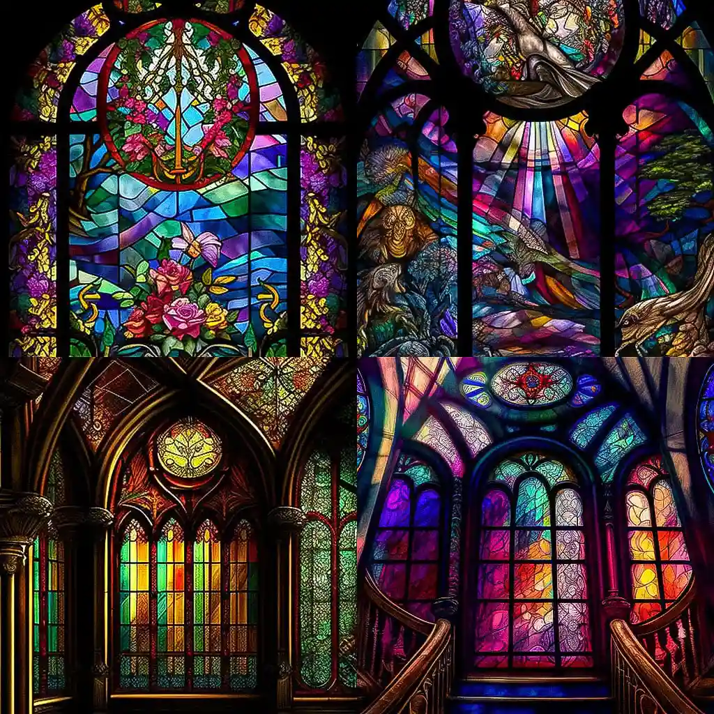 彩色玻璃 stained glass风格midjourney AI绘画作品 -彩色玻璃 stained glass风格midjourney AI绘画作品