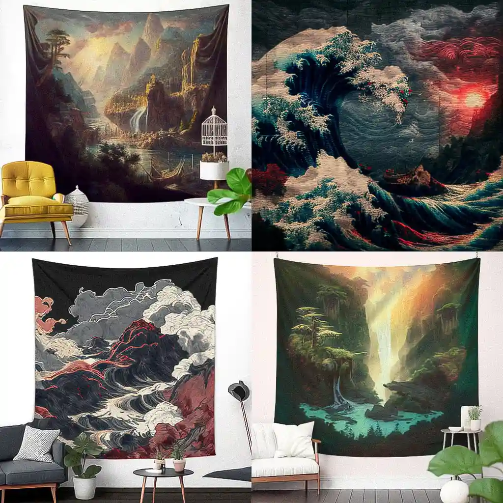挂毯 tapestry风格midjourney AI绘画作品 -挂毯 tapestry风格midjourney AI绘画作品