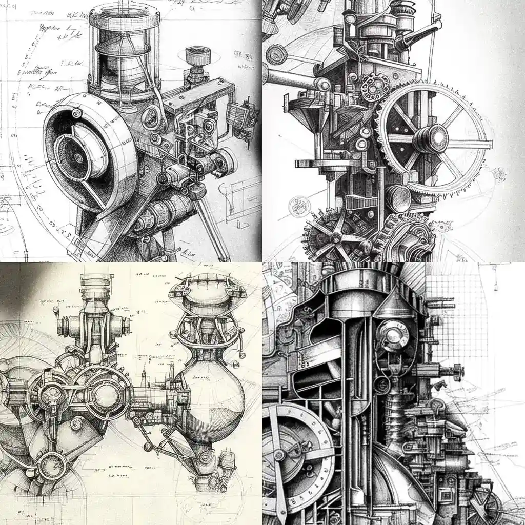 -工程制图 technical drawing风格midjourney AI绘画作品