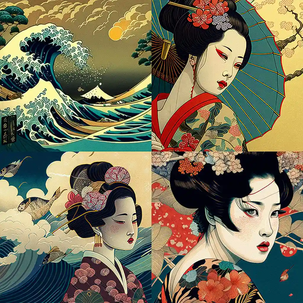 -浮世绘 ukiyo e风格midjourney AI绘画作品