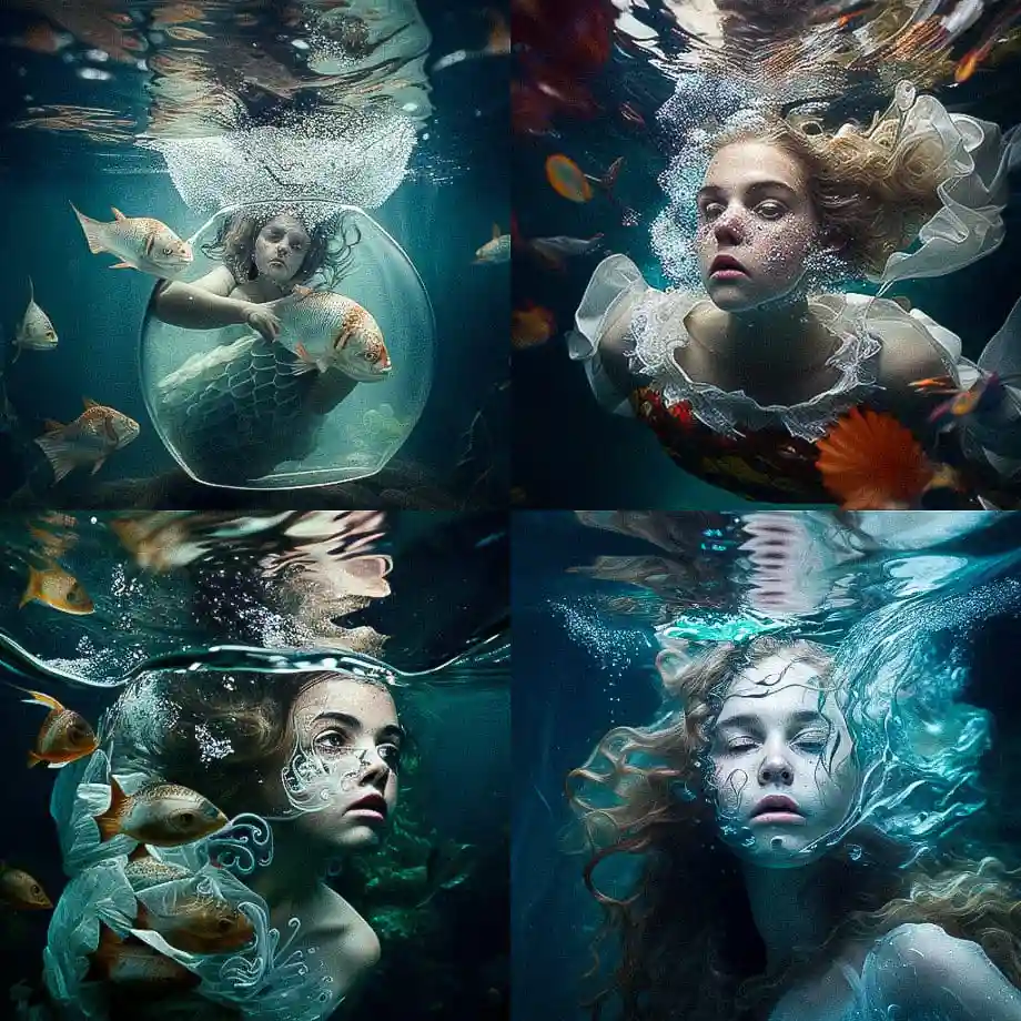 -水下摄影 underwater photography风格midjourney AI绘画作品