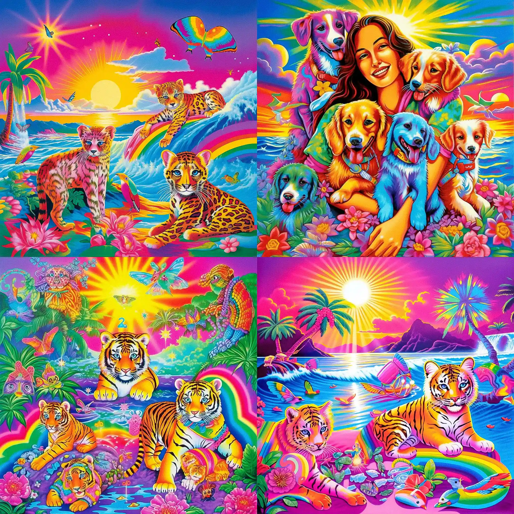 丽莎·弗兰克 lisa frank风格midjourney AI绘画作品 -丽莎·弗兰克 lisa frank风格midjourney AI绘画作品