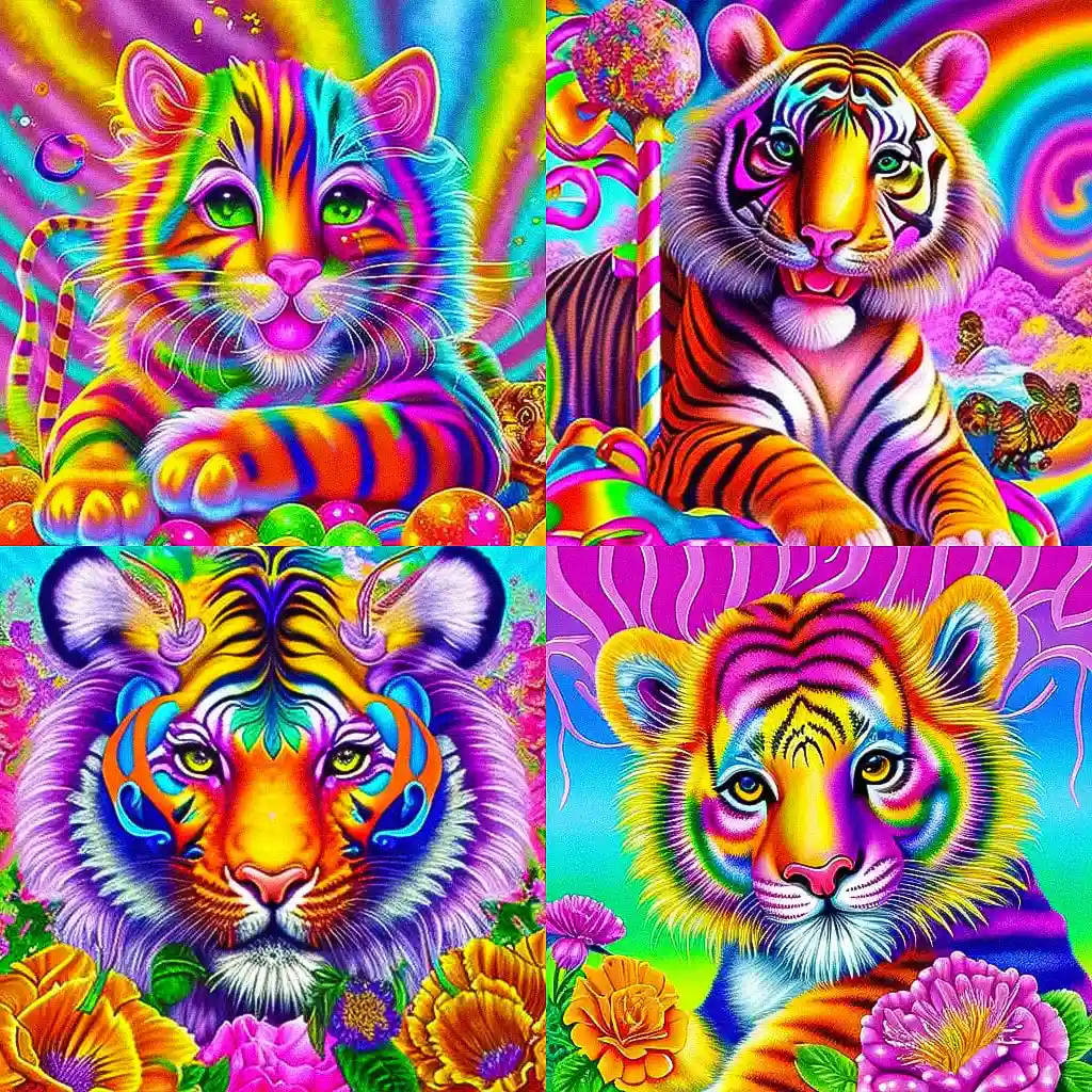 丽莎·弗兰克 lisa frank风格midjourney AI绘画作品 -丽莎·弗兰克 lisa frank风格midjourney AI绘画作品