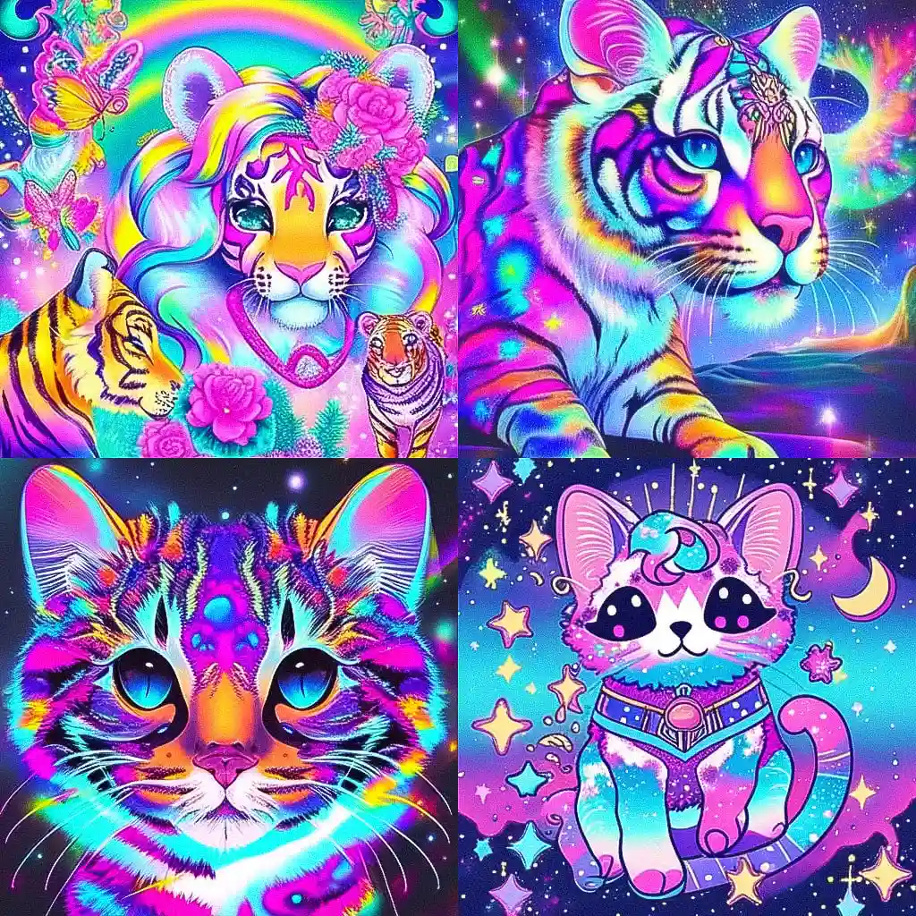丽莎·弗兰克 lisa frank风格midjourney AI绘画作品 -丽莎·弗兰克 lisa frank风格midjourney AI绘画作品