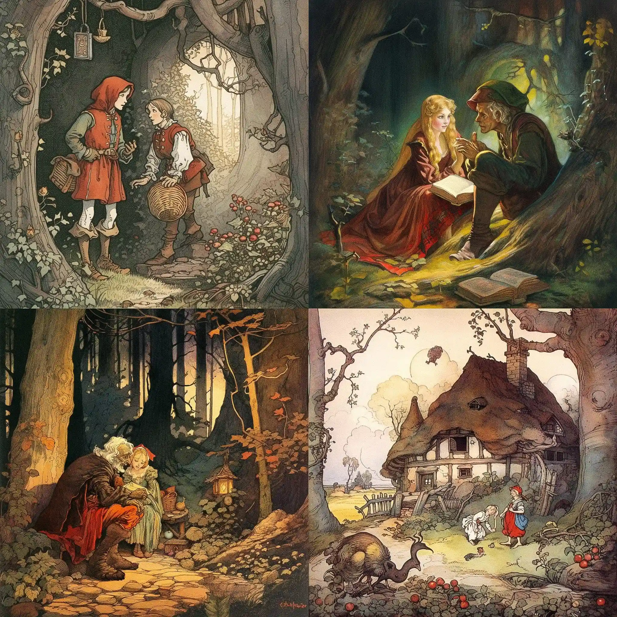 格林兄弟 brothers grimm风格midjourney AI绘画作品 -格林兄弟 brothers grimm风格midjourney AI绘画作品