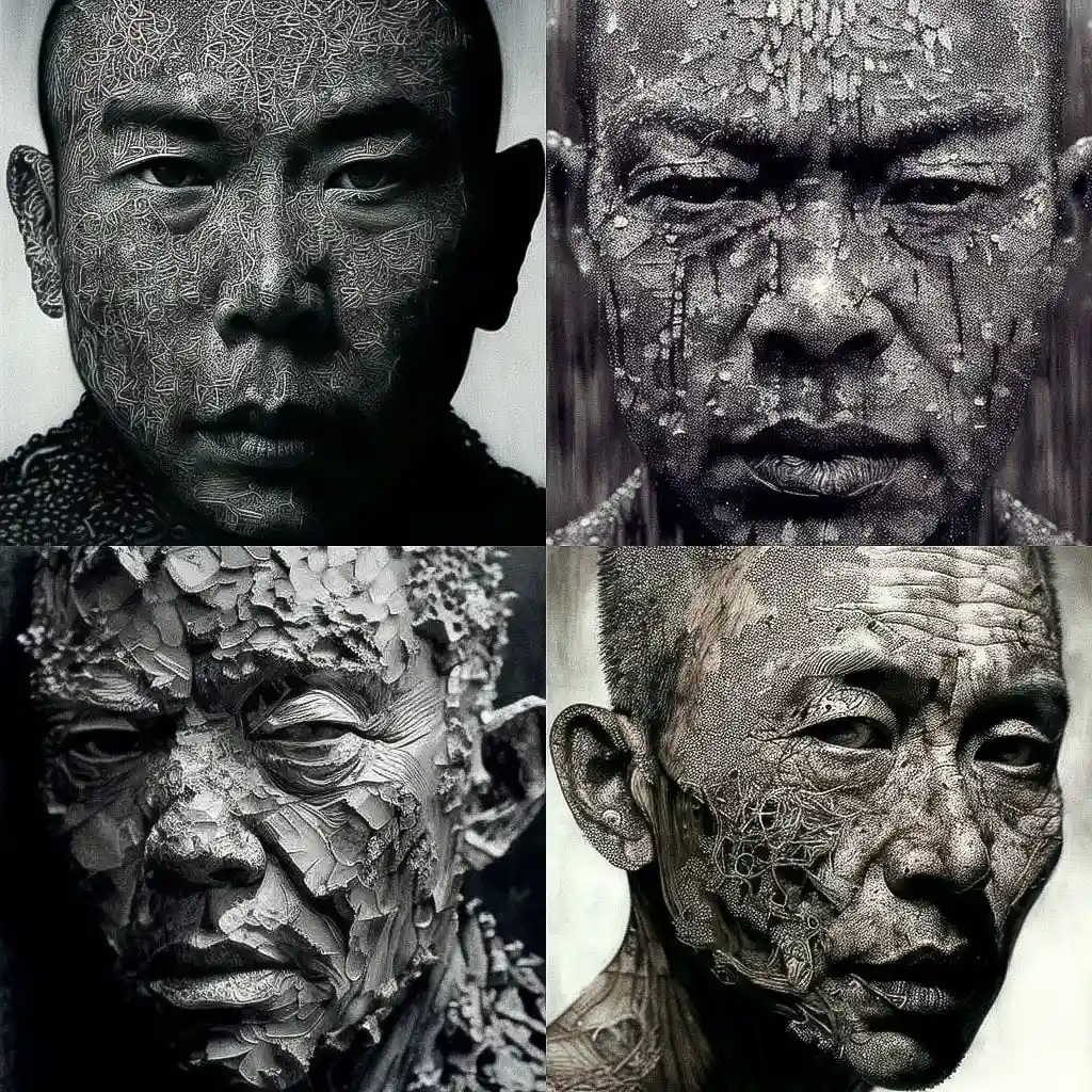 张洹 zhang huan风格midjourney AI绘画作品 -张洹 zhang huan风格midjourney AI绘画作品