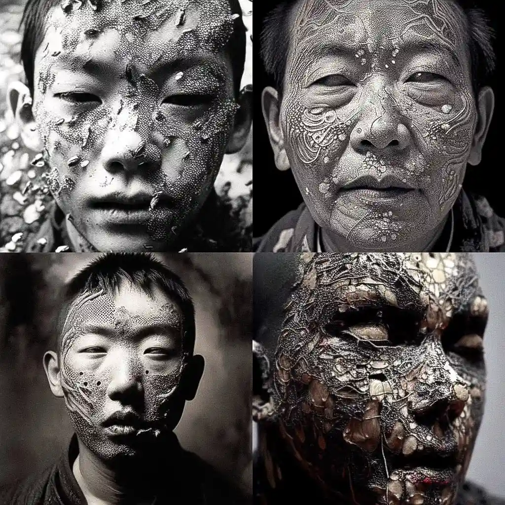张洹 zhang huan风格midjourney AI绘画作品 -张洹 zhang huan风格midjourney AI绘画作品