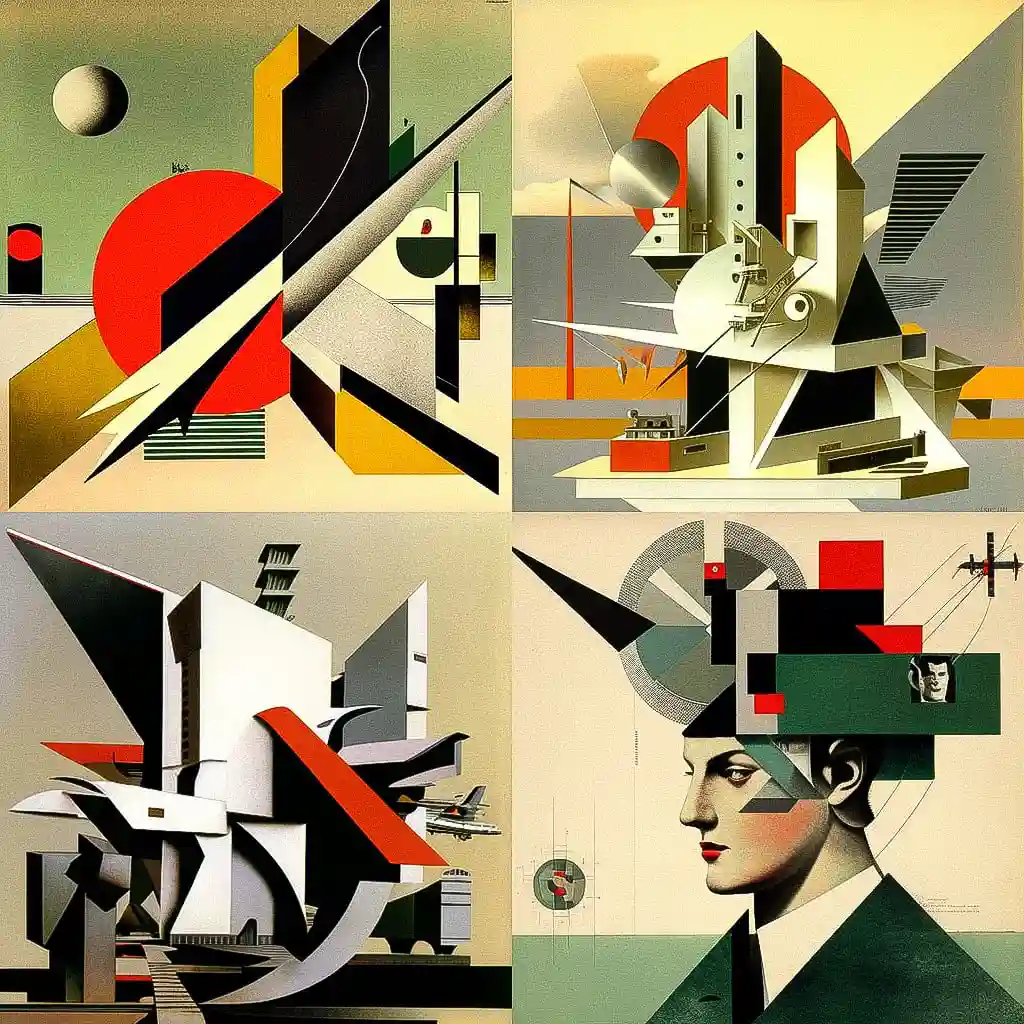 埃尔·利西茨基 el lissitzky风格midjourney AI绘画作品 -埃尔·利西茨基 el lissitzky风格midjourney AI绘画作品