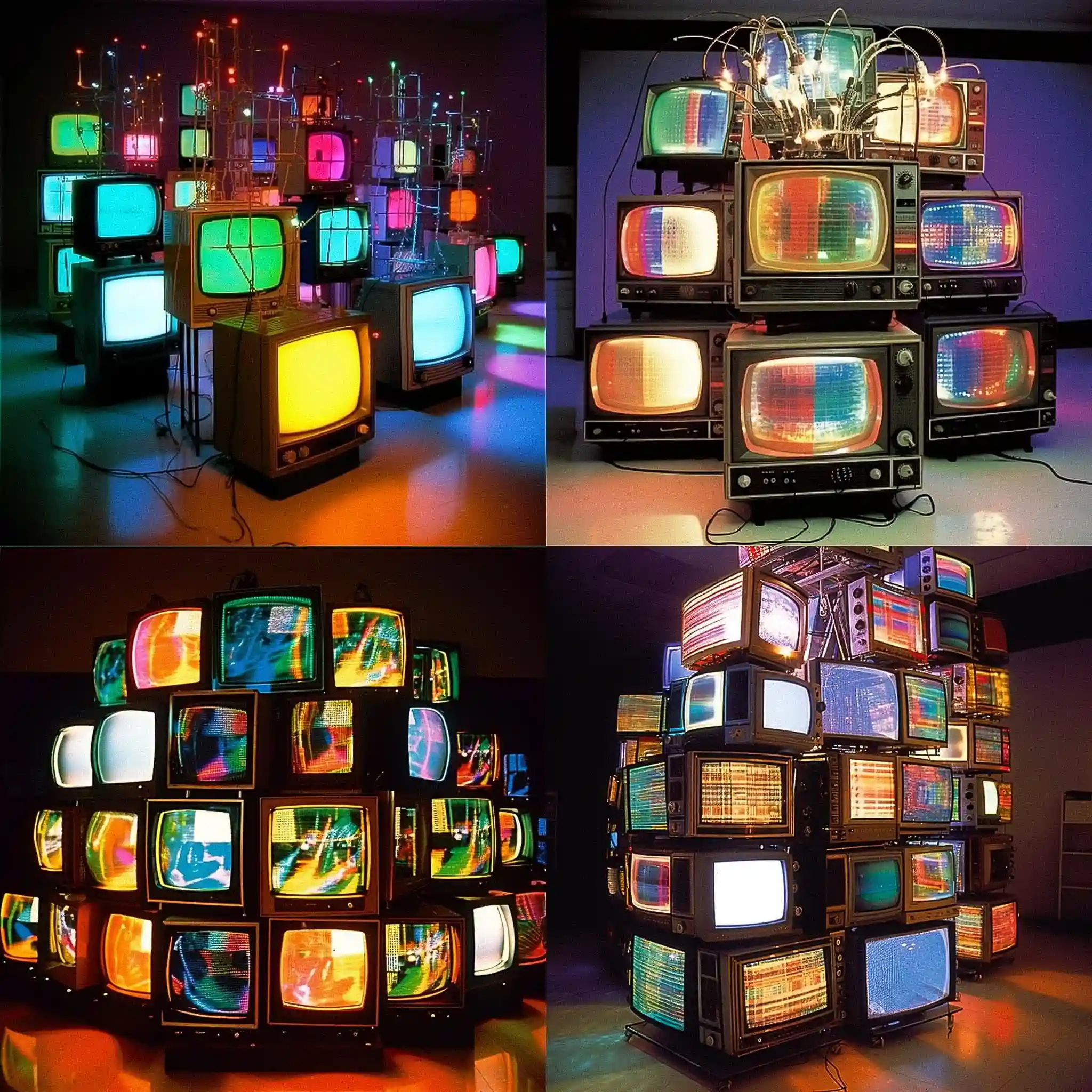 -白南准 nam june paik风格midjourney AI绘画作品