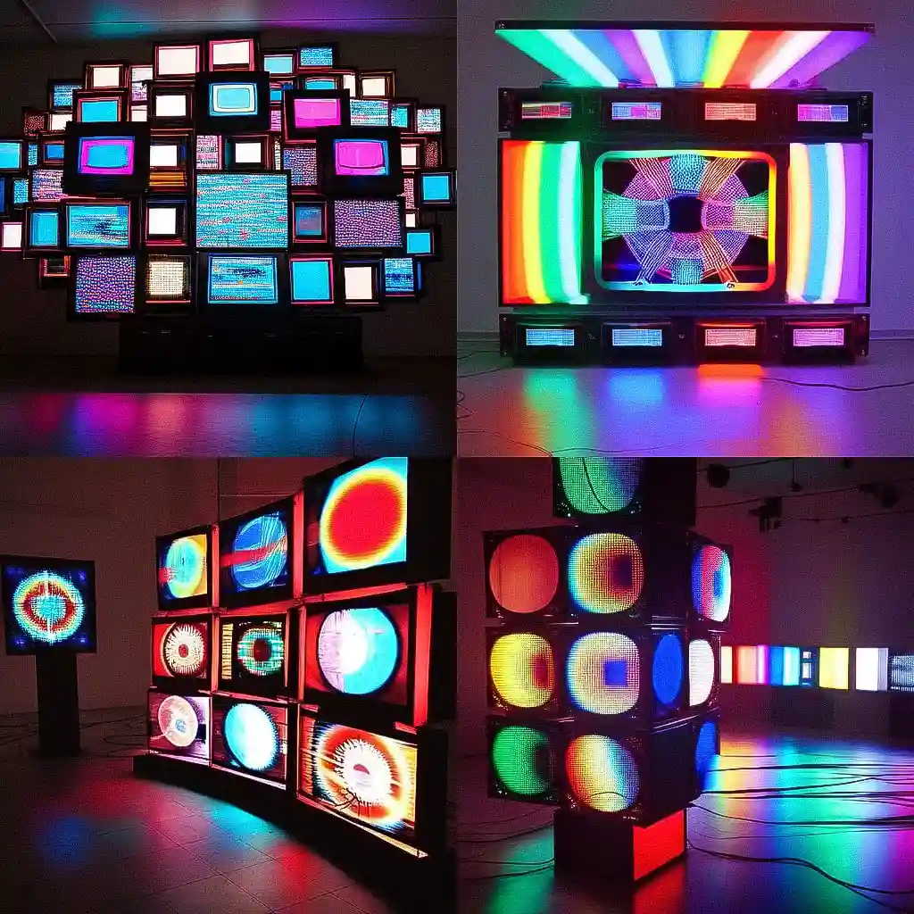 -白南准 nam june paik风格midjourney AI绘画作品