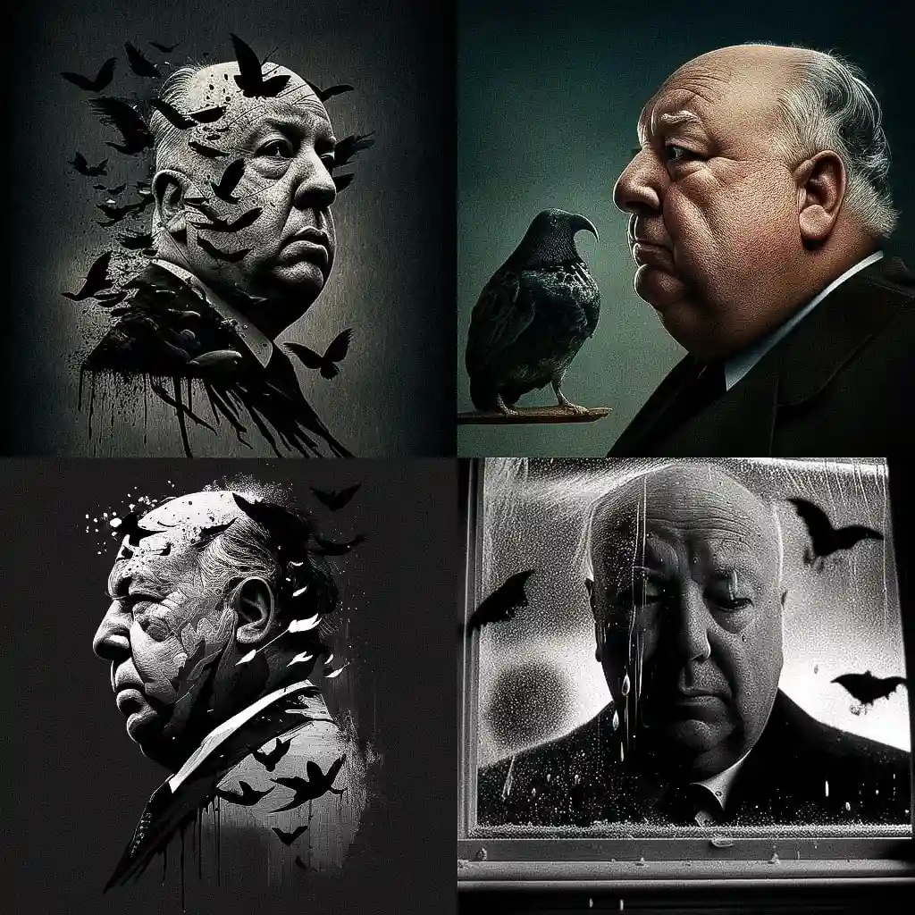 阿尔弗雷德·希区柯克alfred hitchcock风格midjourney AI绘画作品 阿尔弗雷德·希区柯克alfred hitchcock风格midjourney AI绘画作品
