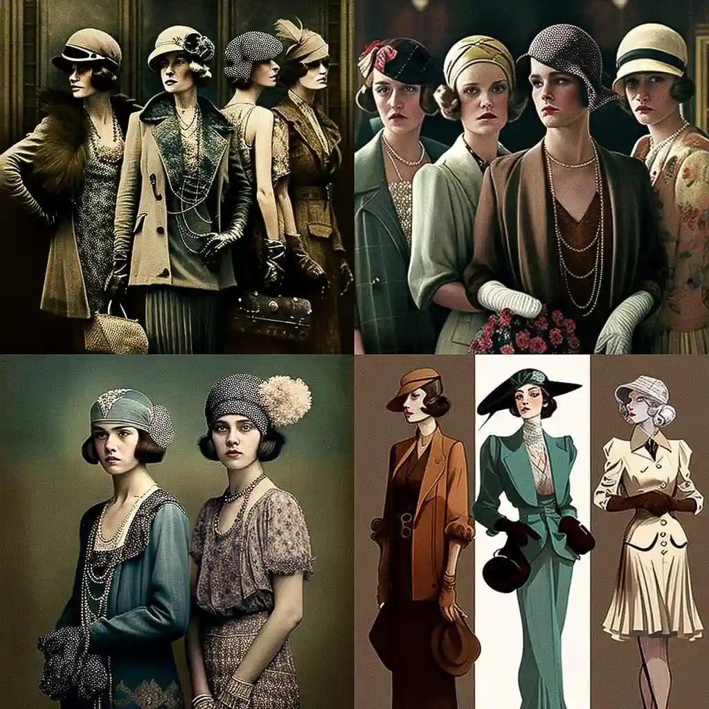 -1920年代时尚 1920s fashion风格midjourney AI绘画作品