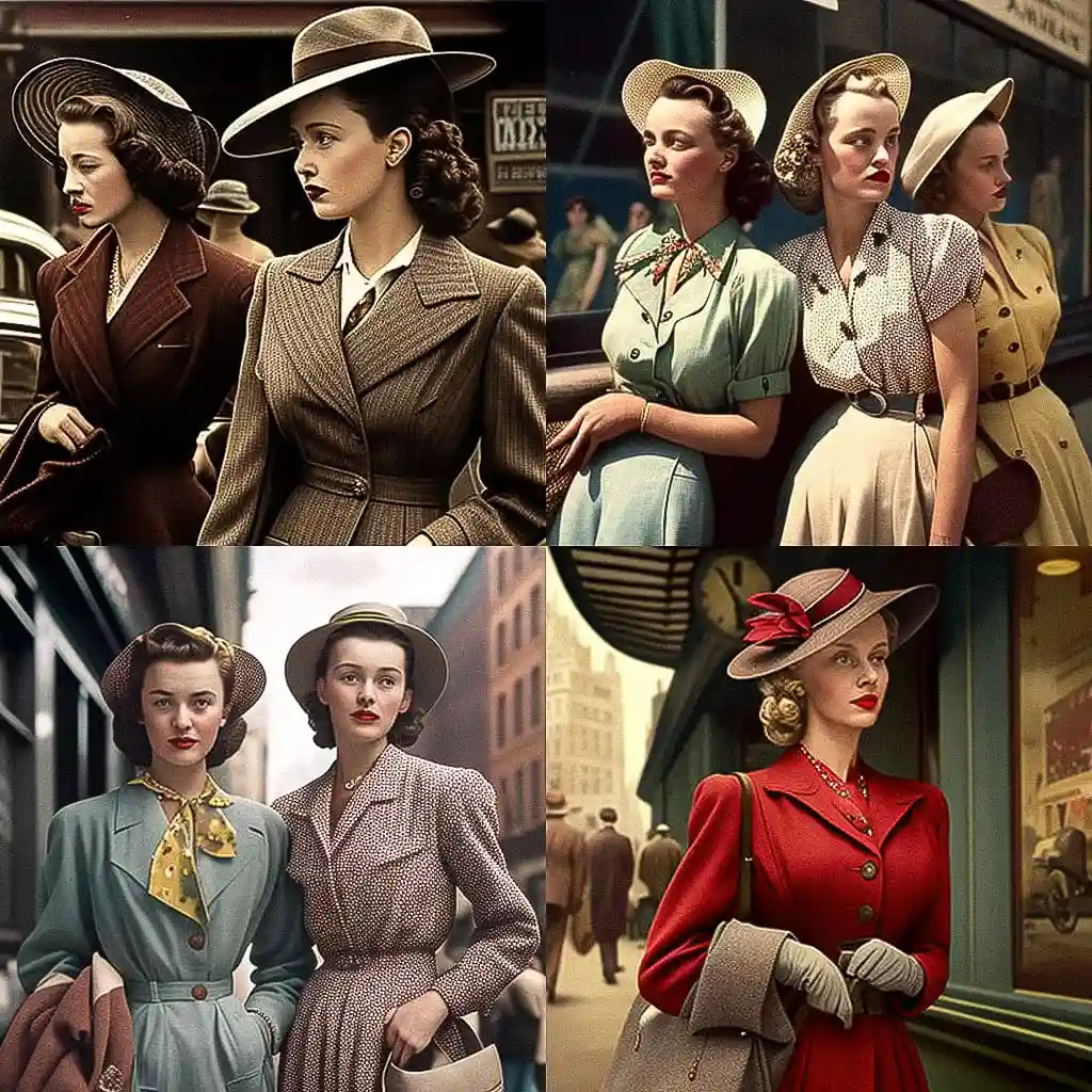 -1940年代时尚 1940s fashion风格midjourney AI绘画作品