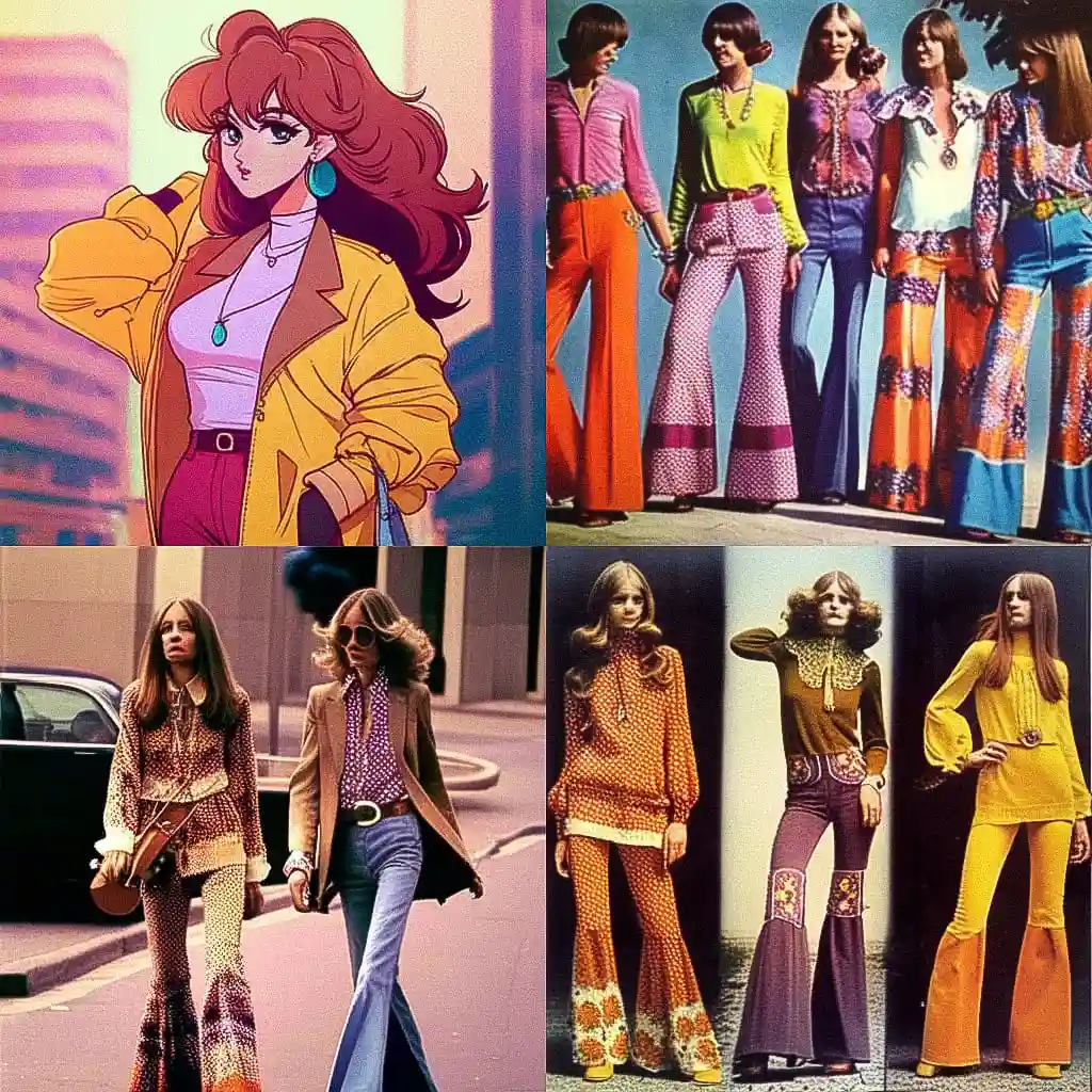 -1970年代时尚 1970s fashion风格midjourney AI绘画作品