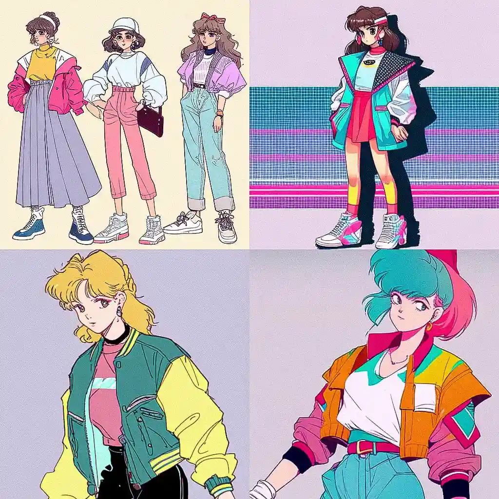 1980年代时尚 1980s fashion风格midjourney AI绘画作品 -1980年代时尚 1980s fashion风格midjourney AI绘画作品