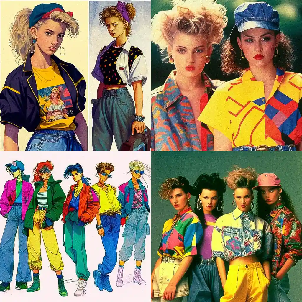1990年代时尚 1990s fashion风格midjourney AI绘画作品 -1990年代时尚 1990s fashion风格midjourney AI绘画作品