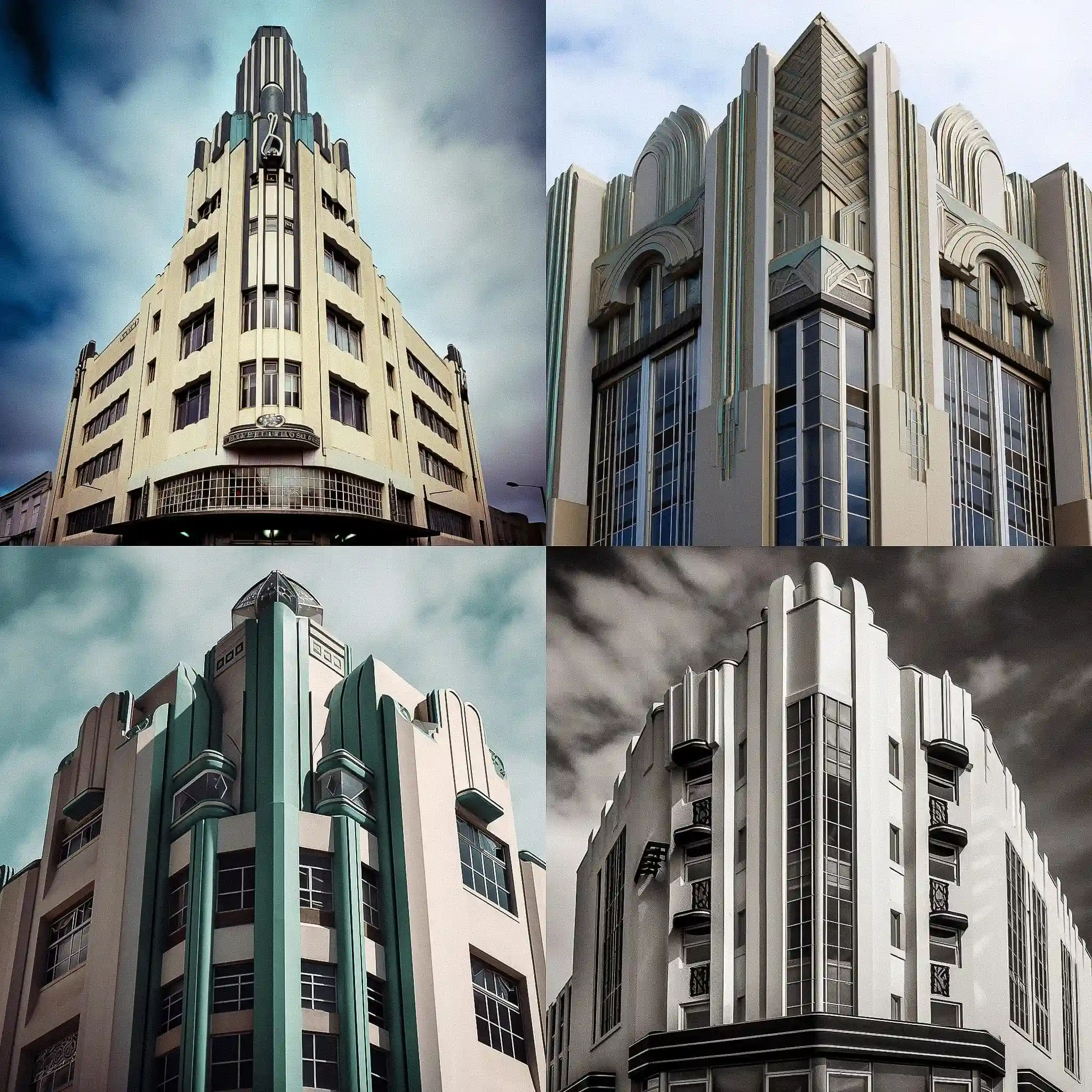 -装饰艺术建筑 art deco architecture风格midjourney AI绘画作品