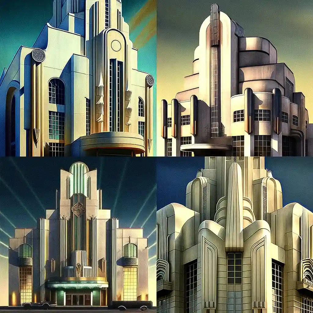 -装饰艺术建筑 art deco architecture风格midjourney AI绘画作品