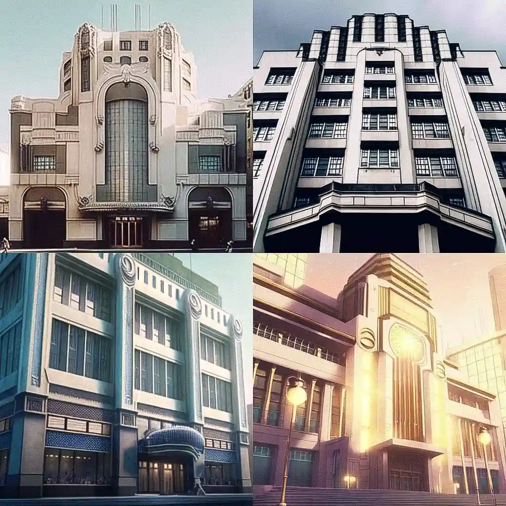 -装饰艺术建筑 art deco architecture风格midjourney AI绘画作品