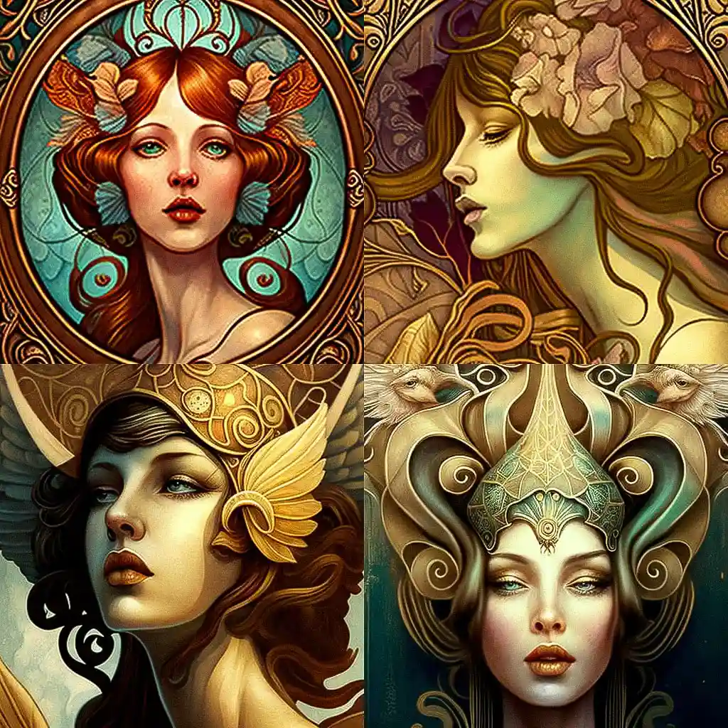 新艺术运动 art nouveau风格midjourney AI绘画作品 -新艺术运动 art nouveau风格midjourney AI绘画作品