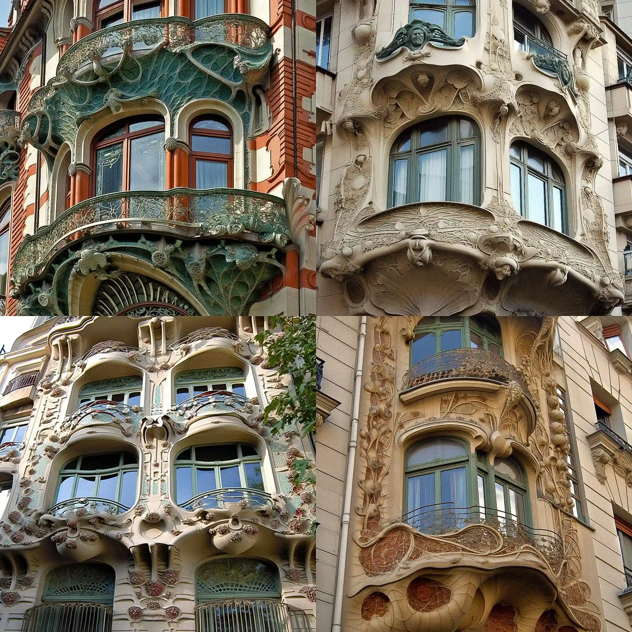 -新艺术运动建筑 art nouveau architecture风格midjourney AI绘画作品