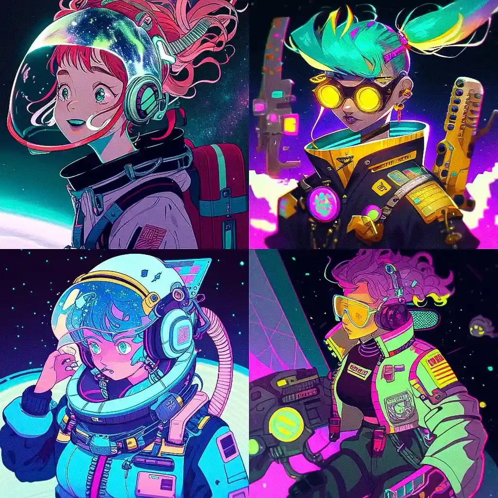 太空朋克 astropunk风格midjourney AI绘画作品 -太空朋克 astropunk风格midjourney AI绘画作品