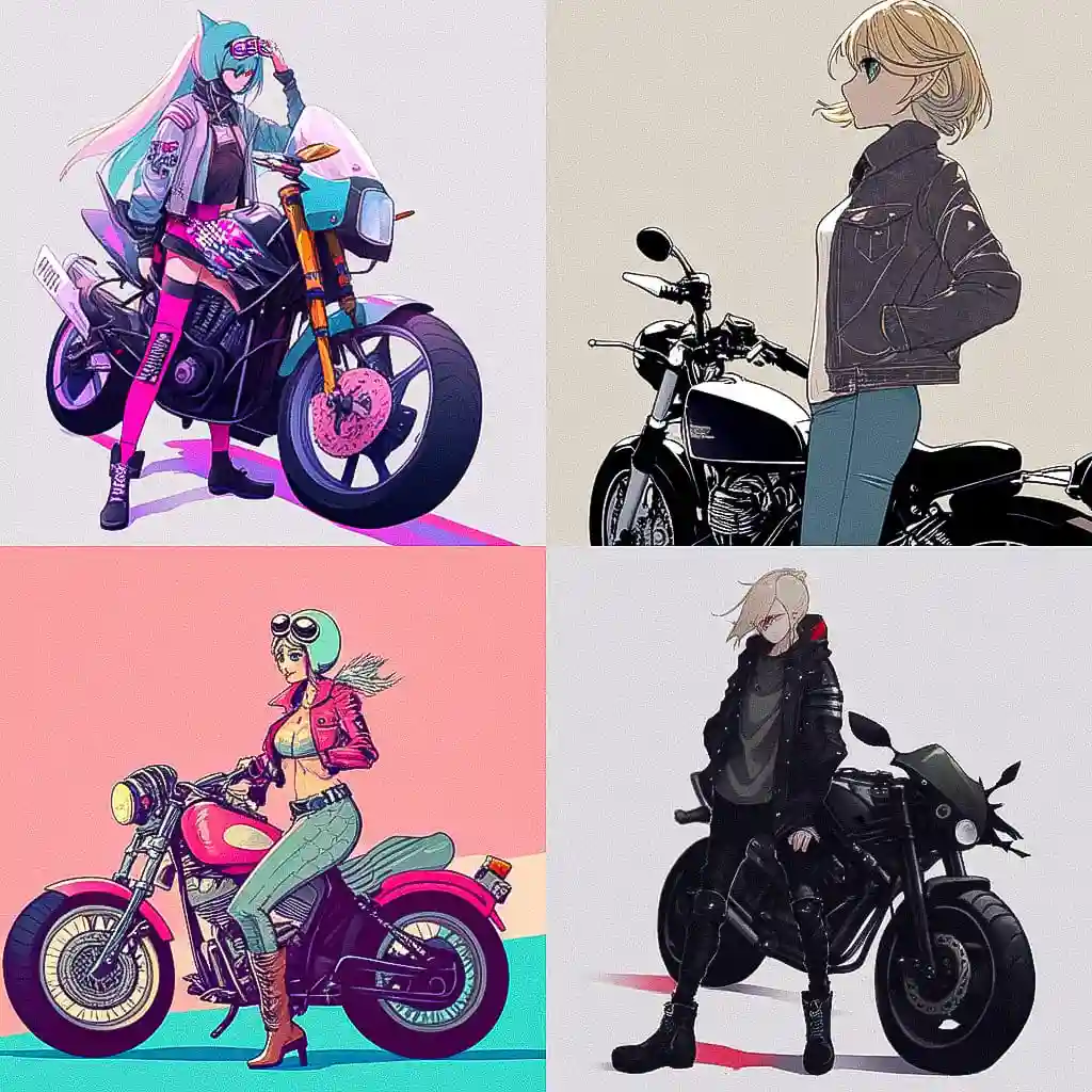 -机车族时尚 biker fashion风格midjourney AI绘画作品