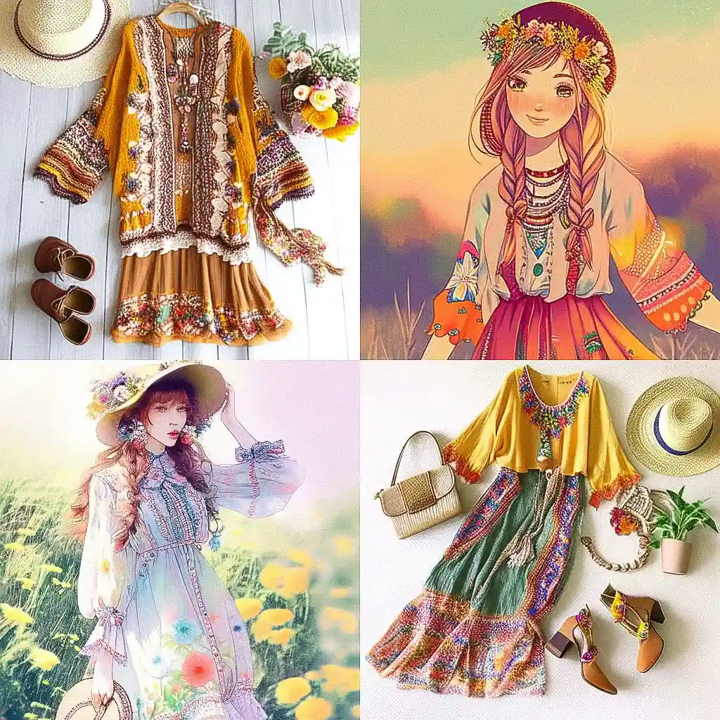 -波西米亚风格 boho fashion风格midjourney AI绘画作品