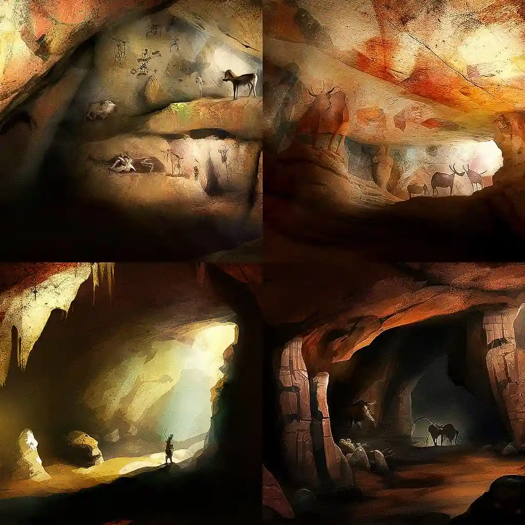 -洞穴壁画 cave painting风格midjourney AI绘画作品
